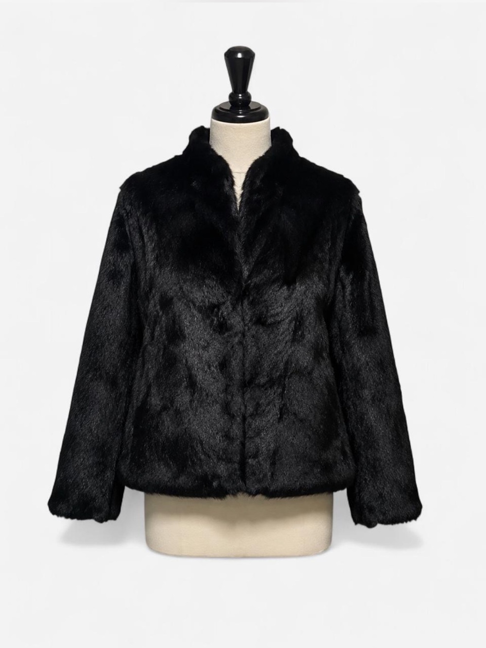 Vintage Genuine Black Rabbit Fur Jacket